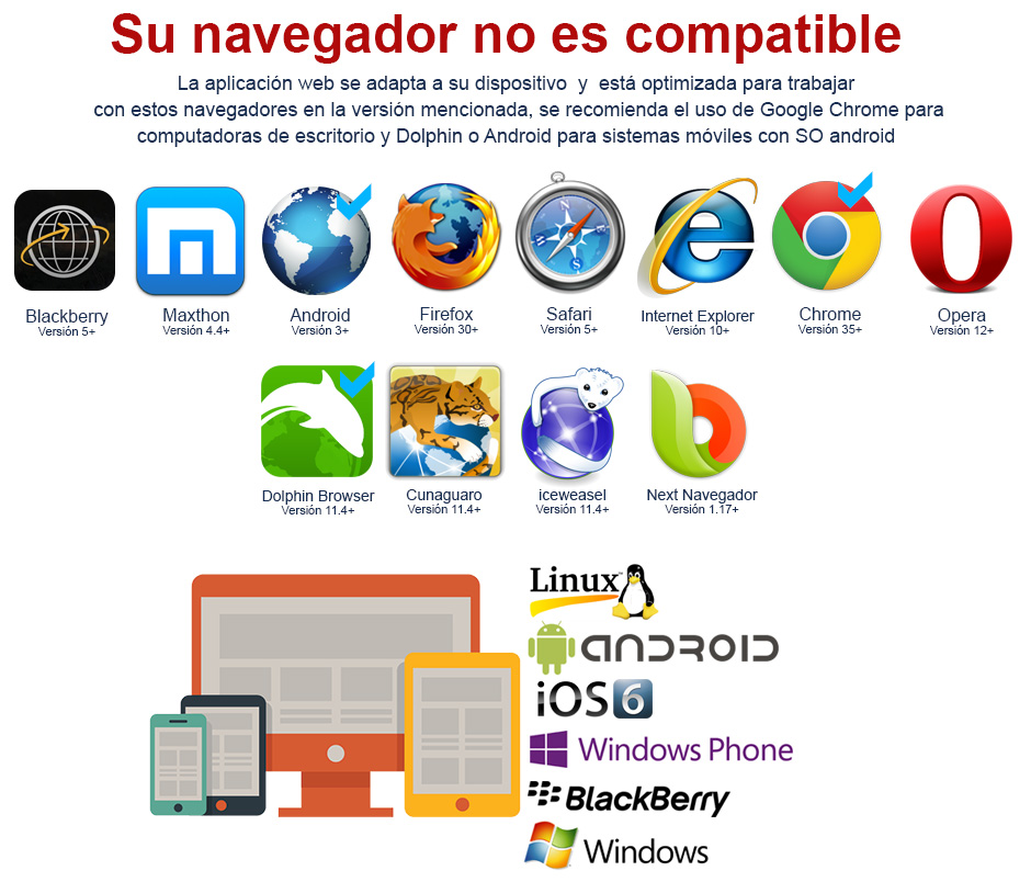 Navegadores compatibles con la aplicación
